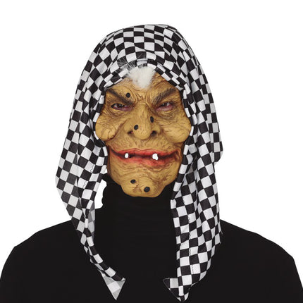 Halloween Maske Hexe mit Kapuze