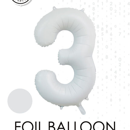 Weißer Figurenballon 3 Jahre Glanz 86cm