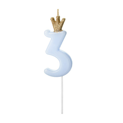 Kerze 3 Jahre Hellblau 9,5cm