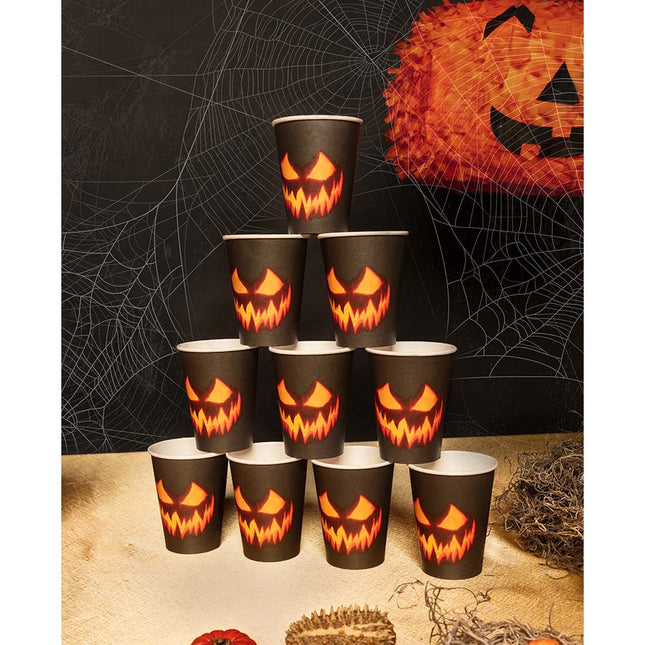 Halloween Becher Kürbis Papier 210ml 10 Stk.