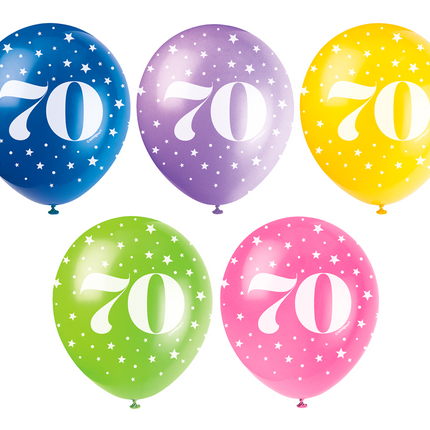 Ballons 70 Jahre Konfetti 30cm 5Stück