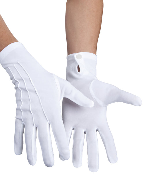 Weiße Handschuhe mit Druckknopf