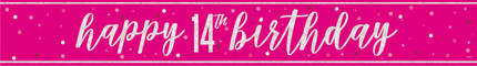 Happy Birthday Banner Rosa 14 Jahre 2.74m
