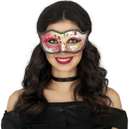 Venezianische Augenmaske Gold Rosa