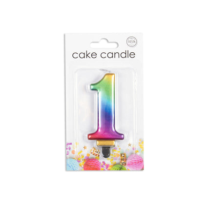 Kerze 1 Jahr Regenbogen 7cm