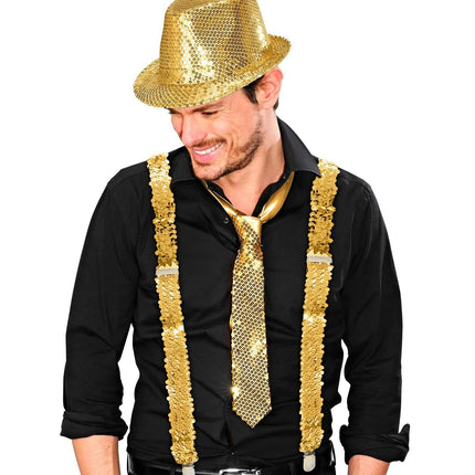 Hosenträger Pailletten Gold