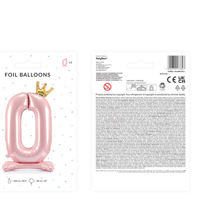 Folienballon Figur 0 Hellrosa Standard Leer 84cm