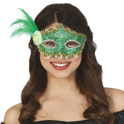 Maske Federn Grün