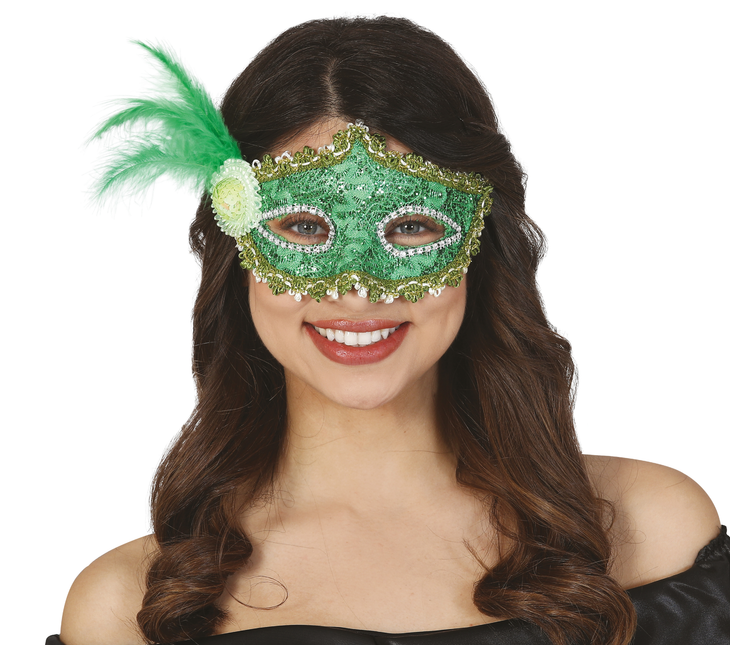 Maske Federn Grün