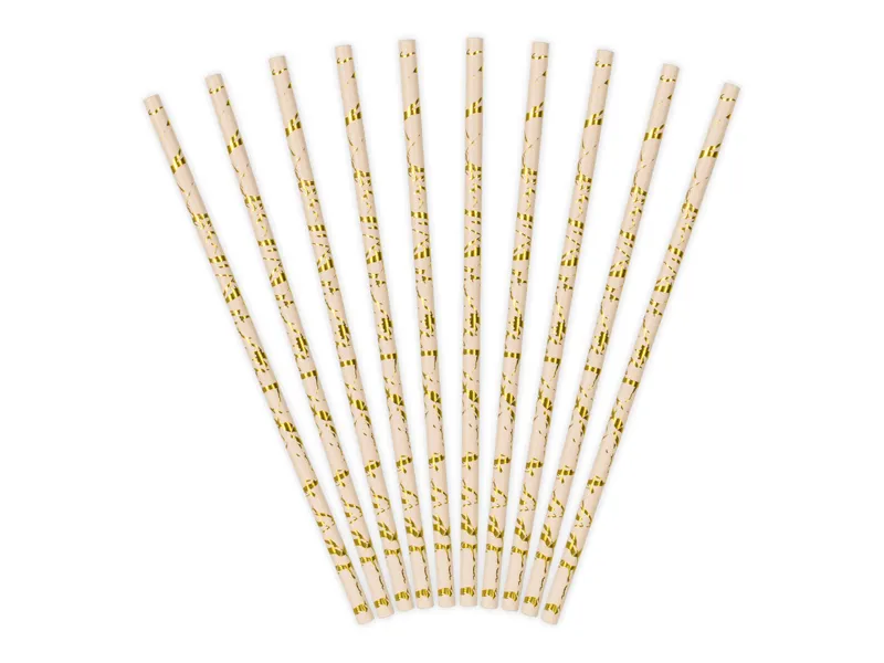 Papierstrohhalme Rosa Gold 19,5cm 10 Stk.