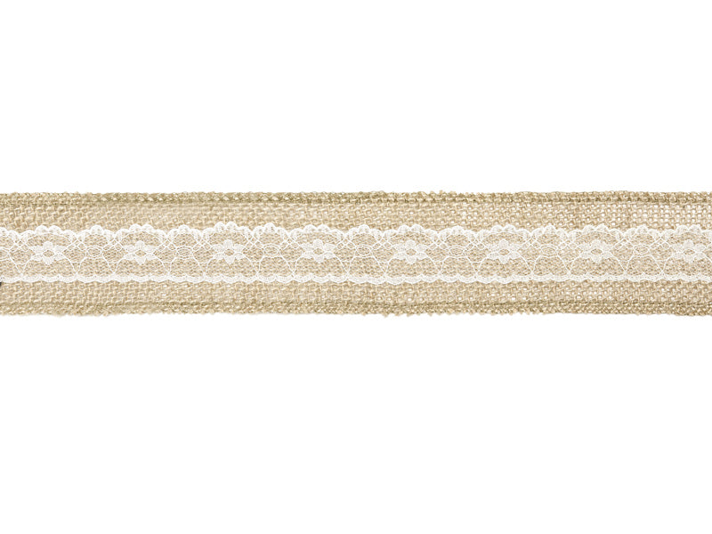 Burlap Ribbon Lace Weiß 5cm 5m