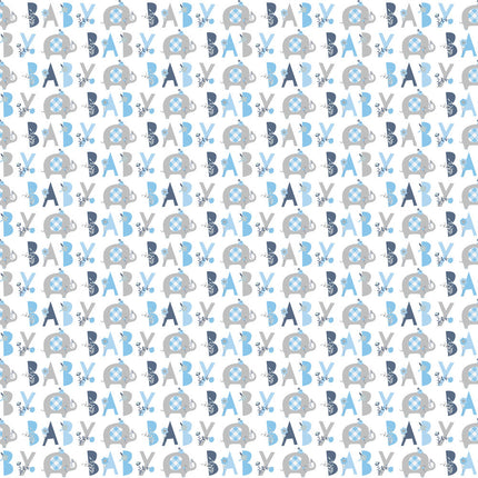 Baby Elefant Geschenkpapier Blau 1.52m