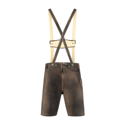 Lederhose Braun Herren Short mit Beinknöpfen