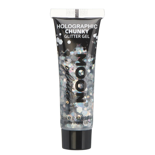 Moon Glitter Holographic Chunky Glitter Gel Silber 12ml