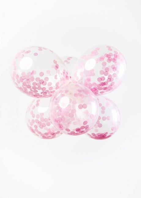 Konfetti Luftballons Hellrosa 30cm 6Stück