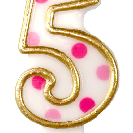 Kerze 5 Jahre Rosa Punkte 8,5cm