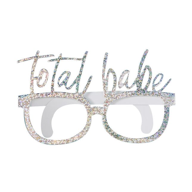 Silberne Brille Total Babe Glitter 13cm 8Stück