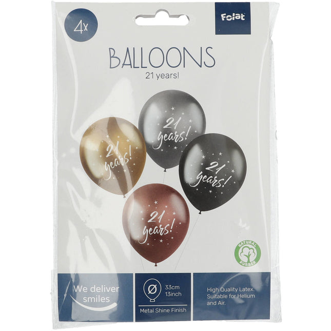 Ballons 21 Jahre 33cm 4Stück