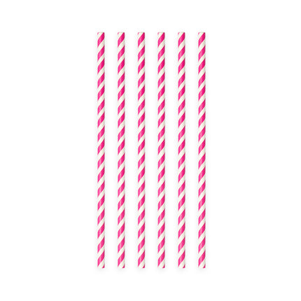 Papierstrohhalme Fuchsia Gestreift 19,7cm 20Stk
