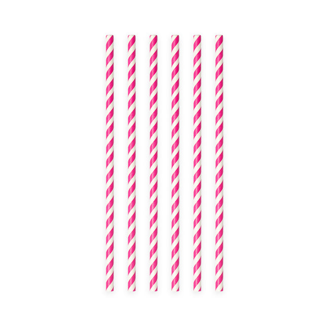 Papierstrohhalme Fuchsia Gestreift 19,7cm 20Stk