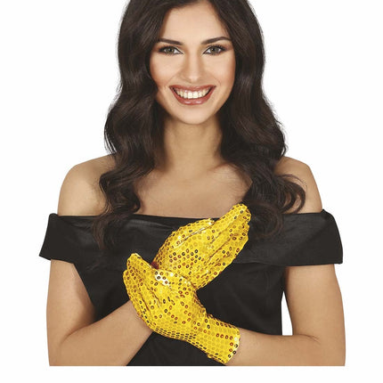 Goldene Handschuhe Pailletten 22cm