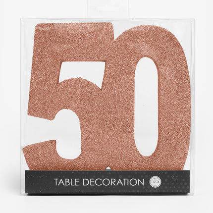 Rose Gold Tischdekoration Figur 50 Glitter 20,5cm