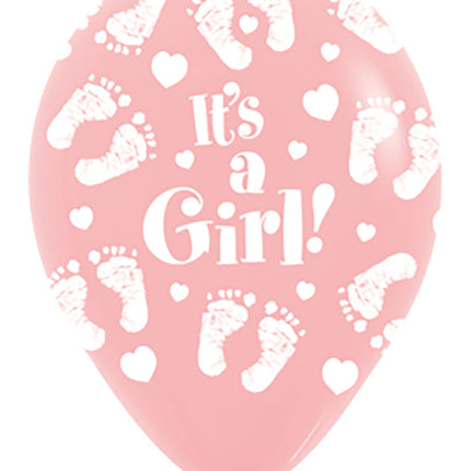 Ballons It's a Girl Fußabdruck Rosa 30cm 25Stk.