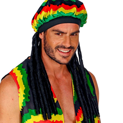 Rastahut mit Dreadlocks gefärbt