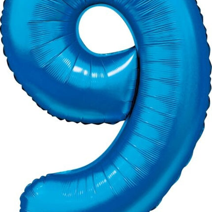 Blauer Figurenballon 9 Jahre Glanz 86cm