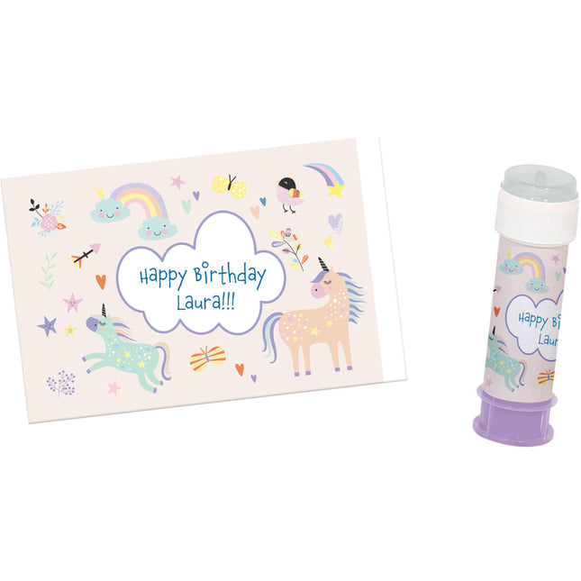 Einhorn Aufkleber Regenbögen für Seifenblasen 6 Stk.