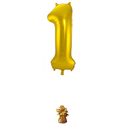 Folienballon Figur 1 Gold Metallic XL 86cm leer