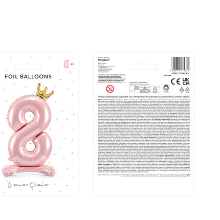 Folienballon Figur 8 Hellrosa Standard Leer 84cm