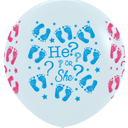 Ballons He Or She Weiß 91cm 2pcs