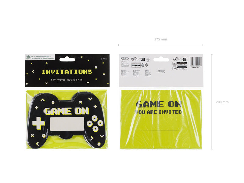 Gaming Party Einladungen 16cm 6pcs