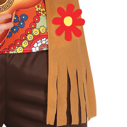 Hippie 60S Kostüm Bunte Männer mit brauner Weste