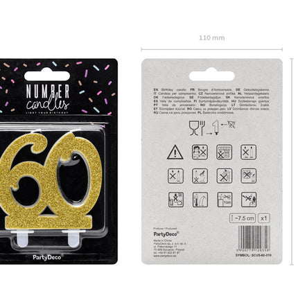 Kerze 60 Jahre Gold 7,5cm