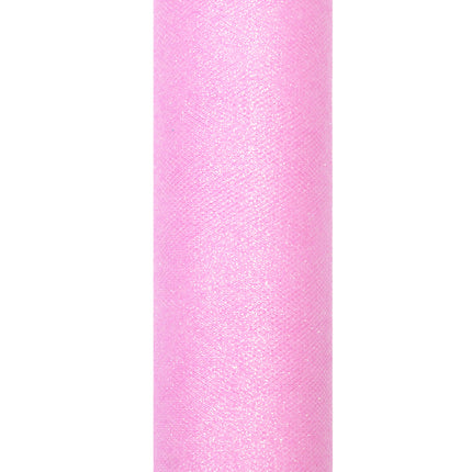 Hellrosa Tüllrolle Glitter 15cm 9m
