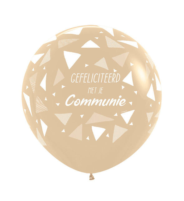 Ballons Herzlichen Glückwunsch zur Kommunion Dreiecke Weiß Sand 61cm 3tlg