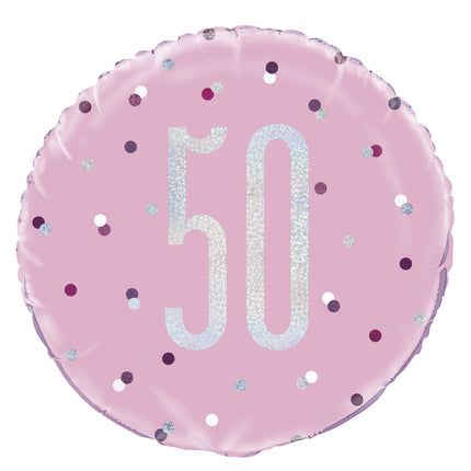 Helium Ballon 50 Jahre Rosa 45cm leer