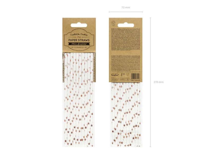 Papierstrohhalme Rose Gold Streifen 19,5cm 10 Stk.