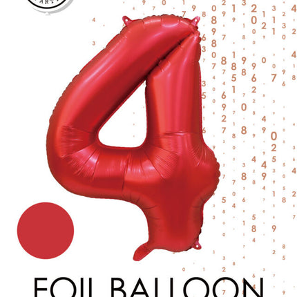 Rote Zahl Ballon 4 Jahre Glanz 86cm