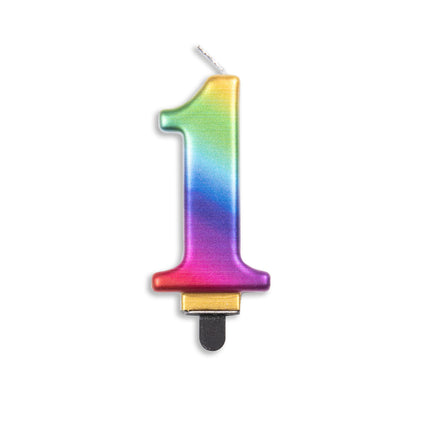 Kerze 1 Jahr Regenbogen 7cm