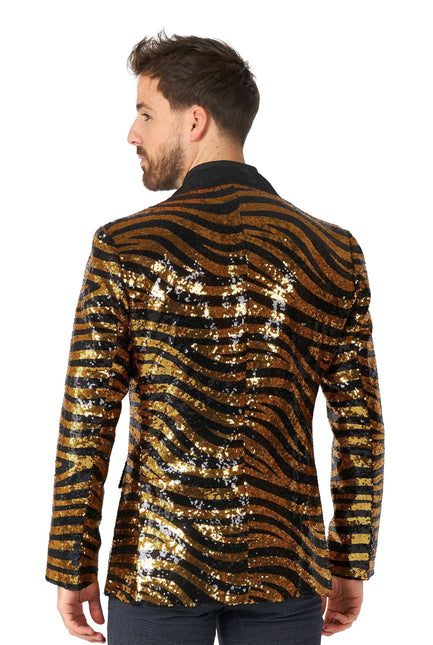 Gold Schwarz Tiger Paillet Blazer Männer <tc>OppoSuits</tc>