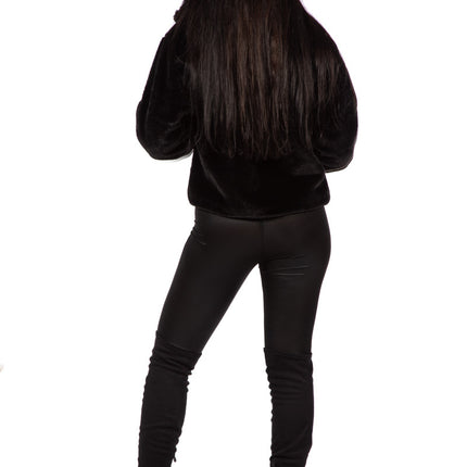 Blauer Pelzmantel Schwarz Damen