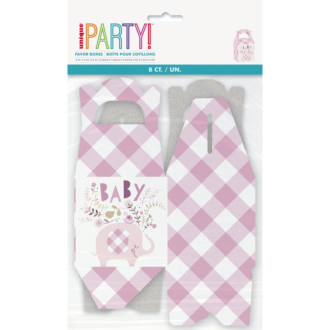 Baby Elefanten Geschenkboxen Rosa 8Stück