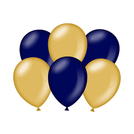 Blau-Gold Ballons Metallic 30cm 6Stk