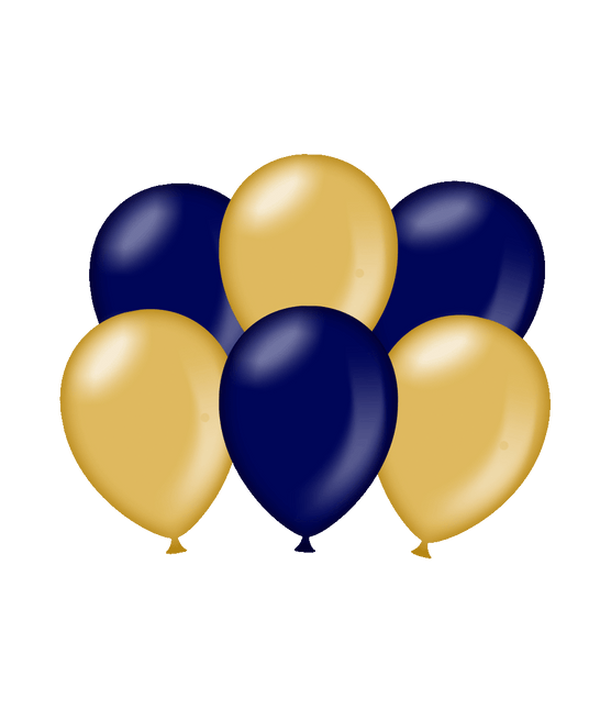 Blau-Gold Ballons Metallic 30cm 6Stk