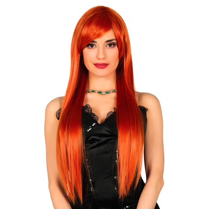 Orange Perücke Langes Haar