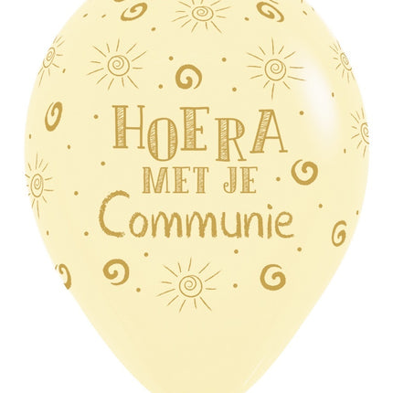 Ballons Hooray With Your Communion Pastell Mattgelb 30cm 25Stk