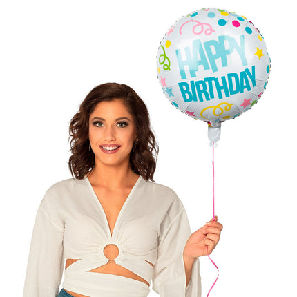 Happy Birthday Helium Ballon Konfetti 45cm leer